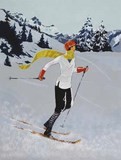 Tableau skieuse à l'écharpe