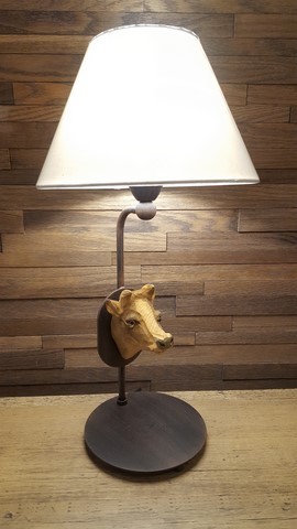 Lampe Tête de Vache bois