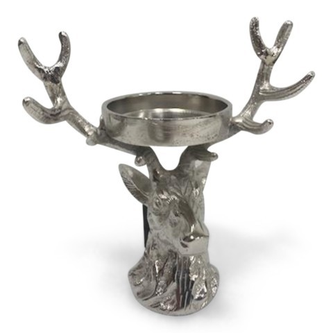 Porte-bougie cerf argent