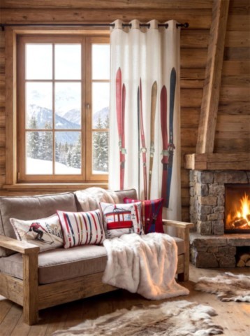 Rideaux avec oeillets les skis