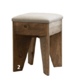 Tabouret en vieux pin tissu gris