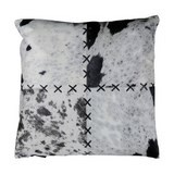 Coussin peau coutures II noir-blanc